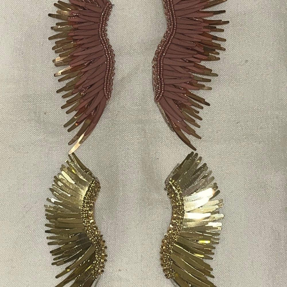 Mignonne Gavigan Gold & Pink Wing Statement Earrings